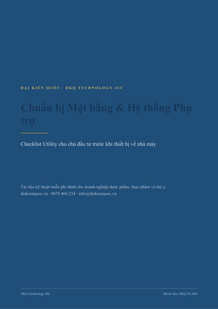 Chuẩn bị mặt bằng & hệ thống phụ trợ — Utility Checklist